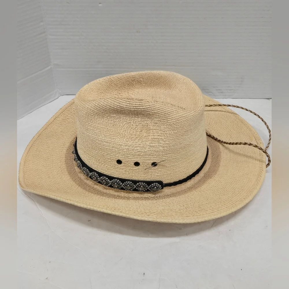 Sun Body Hat Houston Texas Handcrafted Palm Straw Havana Hat 7 1/8‎ ( 57 )